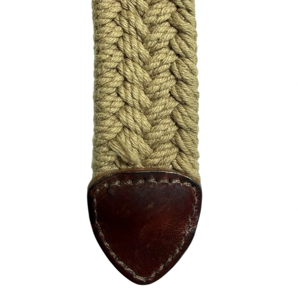 Dockers Olive Green Woven Belt with Brass-Tone Buckle